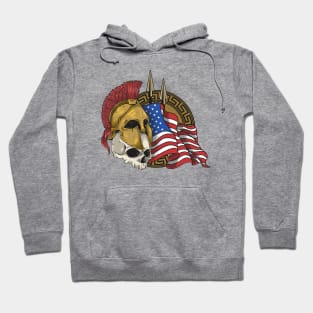 Spartan Armor Skull With American Flag Hoodie